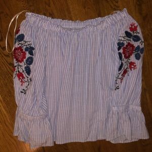 Blue off the shoulder top